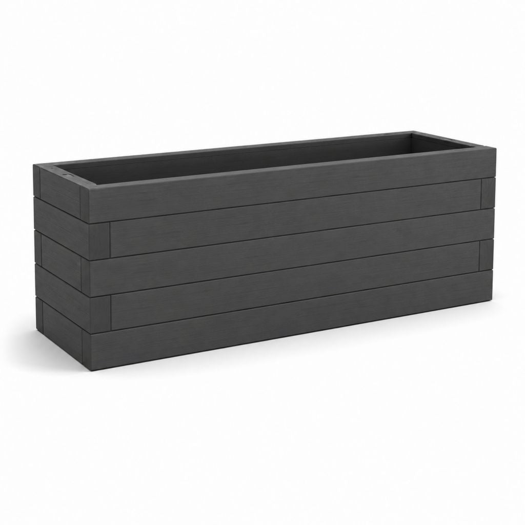 Fioriera rettangolare da giardino nera in composito WPC 100 x 40 x 40 cm