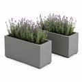 Set 2 fioriere rettangolari grigio cemento in fibrocemento 80 x 30 x 60 cm
