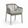 Sedia da giardino con braccioli grigio tortora in alluminio e corda sintetica 58 x 60 x 78 cm