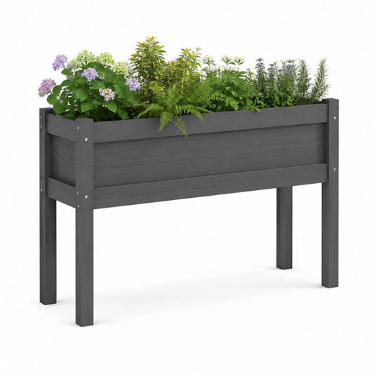Fioriera rialzata da giardino antracite in legno massello di abete rettangolare 120 x 60 x 80 cm