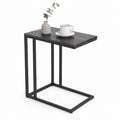 Tavolino laterale a C nero in pannello truciolare e acciaio 40 x 30 x 60 cm