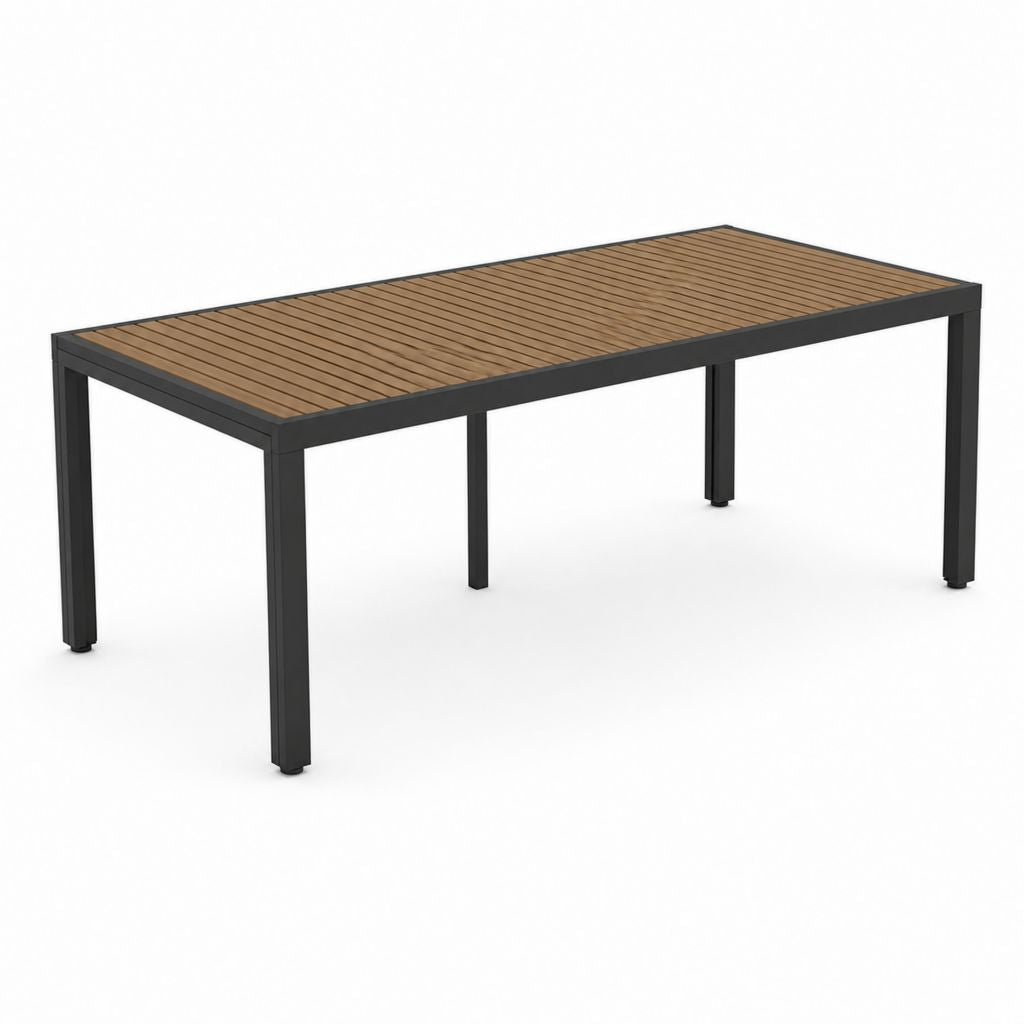 Tavolo da giardino rettangolare marrone e antracite in alluminio e WPC 150 x 90 x 74 cm