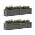 Set 2 fioriere rettangolari da giardino grigio antracite in composito WPC 100 x 30 x 30 cm