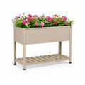 Fioriera rialzata da giardino beige in acciaio verniciato 100 x 40 x 80 cm con ripiano inferiore