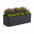 Fioriera rettangolare da esterno nera in PP effetto rattan 80 x 30 x 30 cm