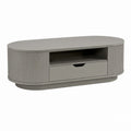 Tavolino da caffè contenitore ovale grigio in MDF 120 x 60 x 40 cm