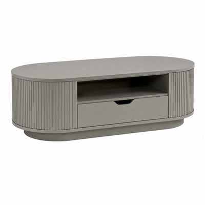 Tavolino da caffè contenitore ovale grigio in MDF 120 x 60 x 40 cm