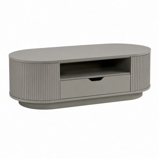 Tavolino da caffè contenitore ovale grigio in MDF 120 x 60 x 40 cm