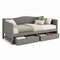 Divano letto singolo grigio in legno massello di pino con 2 cassetti 198 x 98 x 90 cm