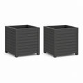 Set 2 fioriere quadrate da giardino antracite in polipropilene 30 x 30 x 30 cm