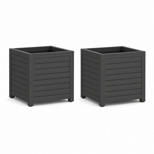 Set 2 fioriere quadrate da giardino antracite in polipropilene 30 x 30 x 30 cm