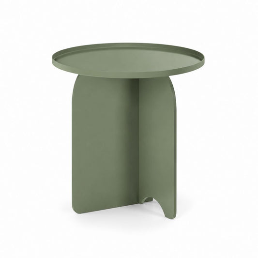 Tavolino laterale rotondo verde in acciaio Ø45 x 50 cm