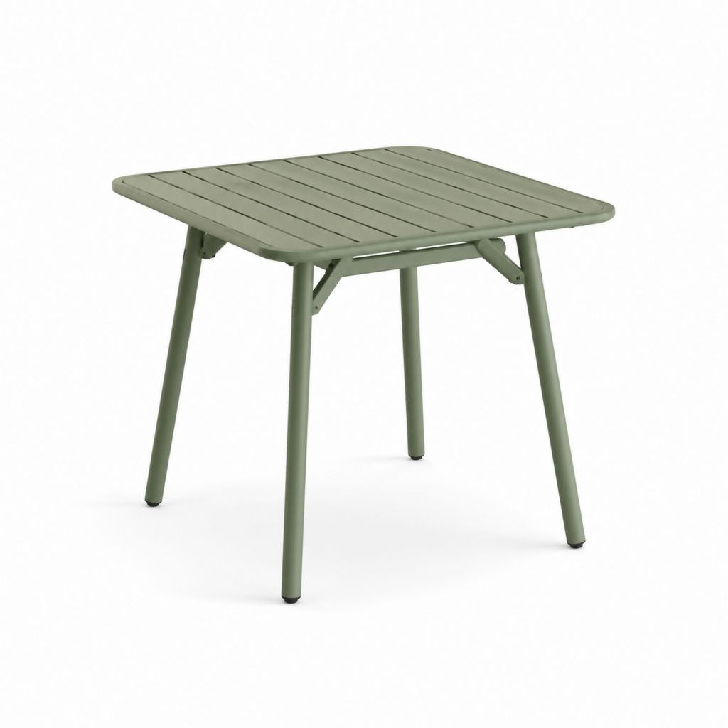 Tavolo da giardino quadrato verde oliva in alluminio 80 x 80 x 74 cm