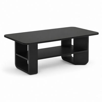 Tavolino da caffè nero in MDF rettangolare con ripiano 100 x 50 x 45 cm