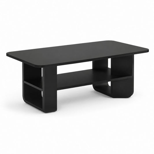 Tavolino da caffè nero in MDF rettangolare con ripiano 100 x 50 x 45 cm
