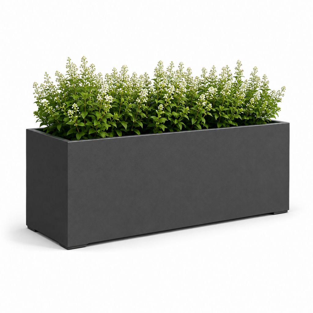 Fioriera rettangolare da esterno antracite in acciaio zincato 100 x 40 x 40 cm